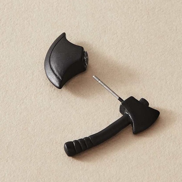 Any 2/$20! Black Axe Studs w/Handle Back Earrings - Picture 3 of 7